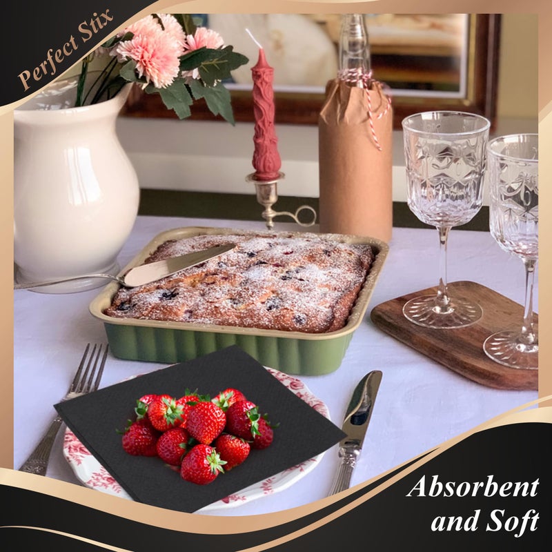 Perfect Stix مناديل مثالية - مناديل كوكتيل ورقية سوداء 2 طبقة - 100 قطعة - Image 3